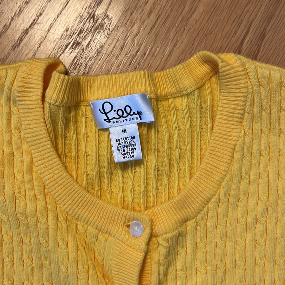 Lilly Pulitzer vintage white label cardigan size M yellow - Picture 2 of 6
